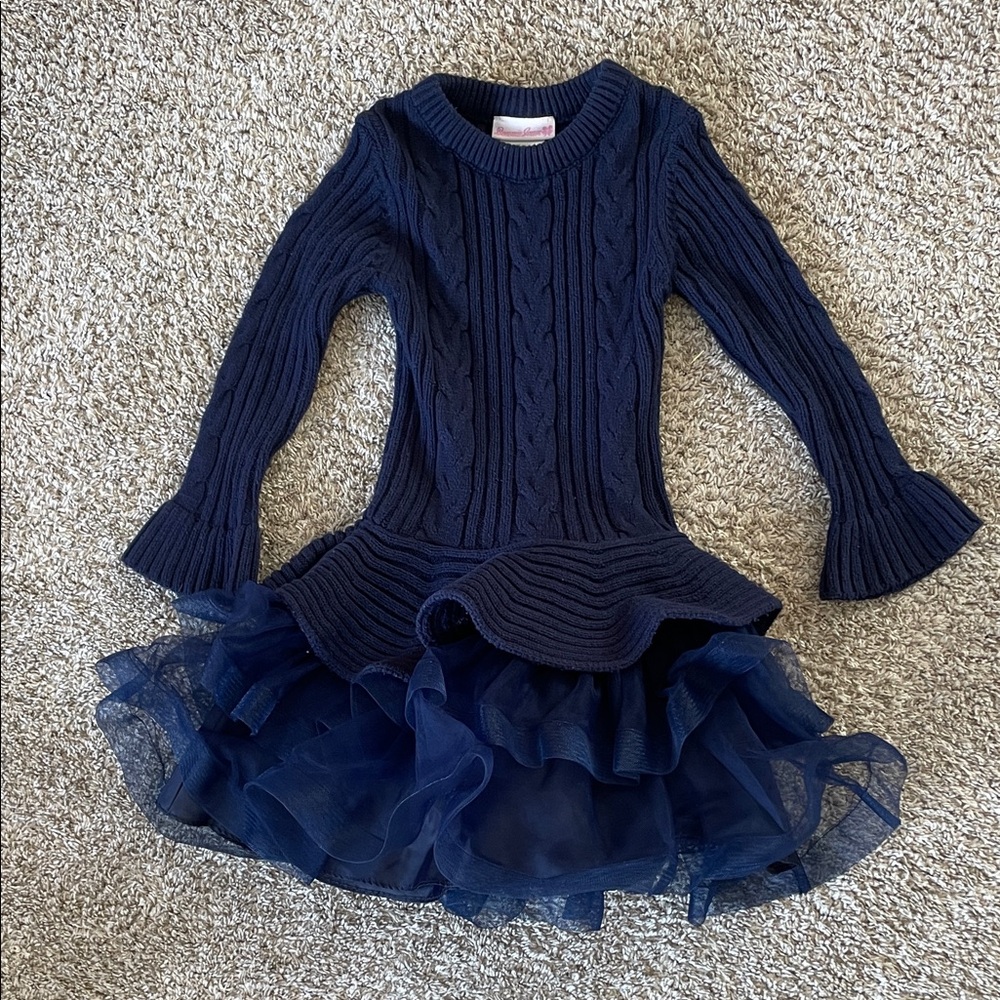 Bonnie Jean Navy Cable Knit Dress